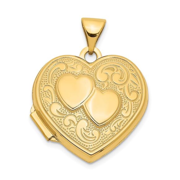 10K Yellow Gold Double Heart Locket